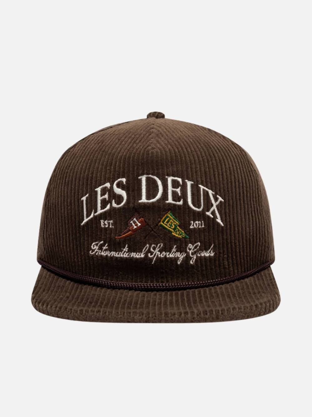 NEW LES DEUX unisex ivy league corduroy cap in slate brown